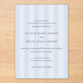 Invitations En Acrylique Modern Blue Stripes Elegant Wedding (Recto)