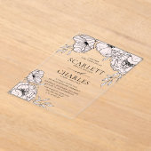 Invitations En Acrylique Modern Blush Pink Flowers Wedding (Poser)