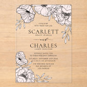 Invitations En Acrylique Modern Blush Pink Flowers Wedding (Recto)