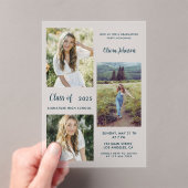 Invitations En Acrylique Modern Boho 3 Photo Graduation  (In situ (ordinateur de poche))