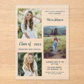 Invitations En Acrylique Modern Boho 3 Photo Graduation  (Recto)