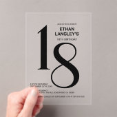 Invitations En Acrylique Modern Bold Texte noir 18e fête d'anniversaire (In situ (ordinateur de poche))