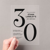 Invitations En Acrylique Modern Bold Texte noir 30e fête d'anniversaire (In situ (ordinateur de poche))