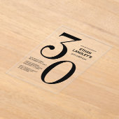 Invitations En Acrylique Modern Bold Texte noir 30e fête d'anniversaire (Poser)