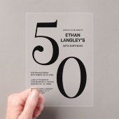 Invitations En Acrylique Modern Bold Texte noir 50e fête d'anniversaire (In situ (ordinateur de poche))