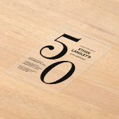 Invitations En Acrylique Modern Bold Texte noir 50e fête d'anniversaire (Poser)