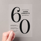 Invitations En Acrylique Modern Bold Texte noir 60e fête d'anniversaire (In situ (ordinateur de poche))