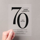 Invitations En Acrylique Modern Bold Texte noir 70e fête d'anniversaire (In situ (ordinateur de poche))