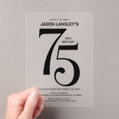 Invitations En Acrylique Modern Bold Texte noir 75e fête d'anniversaire (In situ (ordinateur de poche))