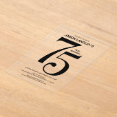 Invitations En Acrylique Modern Bold Texte noir 75e fête d'anniversaire (Poser)