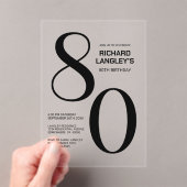 Invitations En Acrylique Modern Bold Texte noir 80e fête d'anniversaire (In situ (ordinateur de poche))