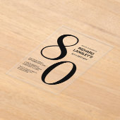 Invitations En Acrylique Modern Bold Texte noir 80e fête d'anniversaire (Poser)