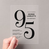 Invitations En Acrylique Modern Bold Texte noir 95e fête d'anniversaire (In situ (ordinateur de poche))