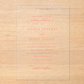 Invitations En Acrylique Modern Bold Vibrant Coral Simple Wedding (Recto)