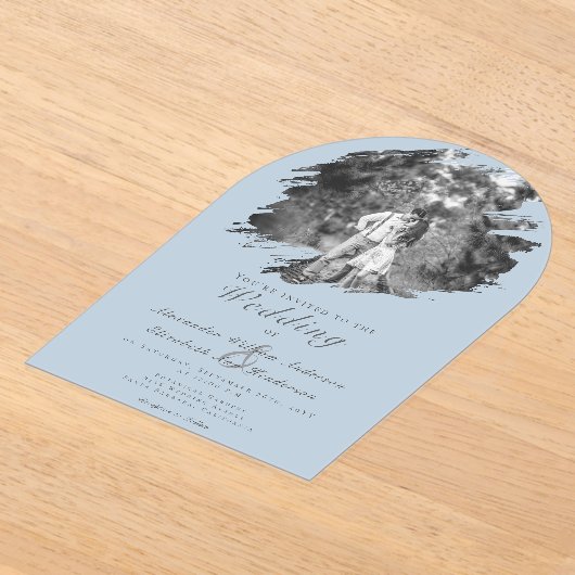 Invitations En Acrylique Modern Brushstroke Photo | Blue Wedding (Poser)