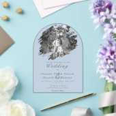 Invitations En Acrylique Modern Brushstroke Photo | Blue Wedding (Insitu (Mariage))