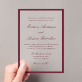 Invitations En Acrylique Modern Burgundy Border Wedding (In situ (ordinateur de poche))