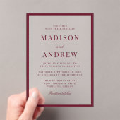 Invitations En Acrylique Modern Burgundy Border Wedding (In situ (ordinateur de poche))