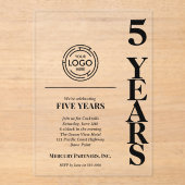 Invitations En Acrylique Modern Business 5 Year Anniversary Logo (Recto)