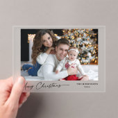 Invitations En Acrylique Modern Calligraphy Christmas Holiday Photo Frosted (In situ (ordinateur de poche))