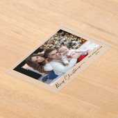 Invitations En Acrylique Modern Calligraphy Christmas Holiday Photo Frosted (Poser)