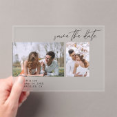 Invitations En Acrylique Modern Chic Deux photos Sauvez la date (In situ (ordinateur de poche))