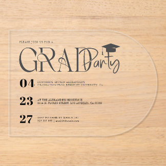 Invitations En Acrylique Modern Custom Graduation Party Invite