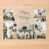 Invitations En Acrylique Modern Elegant Multi Photo Collage Christmas Card (Recto)