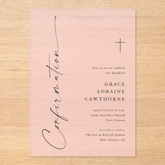 Invitations En Acrylique Modern Elegant Script Confirmation (Recto)