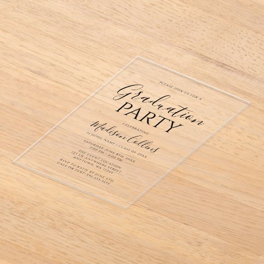 Invitations En Acrylique Modern Elegant Script Graduation Party (Poser)