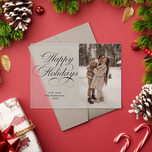 Invitations En Acrylique Modern Elegant Script Photo Collage Christmas Card (Insitu (vacances))