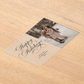 Invitations En Acrylique Modern Elegant Script Photo Collage Christmas Card (Poser)