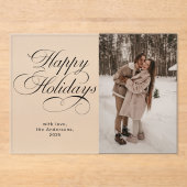 Invitations En Acrylique Modern Elegant Script Photo Collage Christmas Card (Recto)