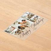 Invitations En Acrylique Modern Elegant Script Photo Collage Christmas Card (Poser)