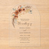 Invitations En Acrylique Modern Elegant Terracotta Fall Floral Wedding (Recto)