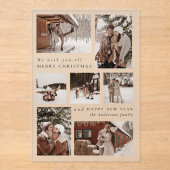 Invitations En Acrylique Modern Festive sept Photo collage Noël (Recto)