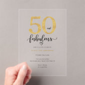 Invitations En Acrylique Modern Gold 50 Fabulous Birthday (In situ (ordinateur de poche))