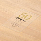 Invitations En Acrylique Modern Gold 50 Fabulous Birthday (Poser)