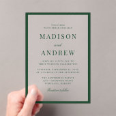 Invitations En Acrylique Modern Green Border Wedding (In situ (ordinateur de poche))