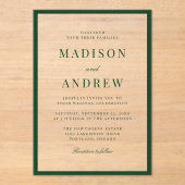 Invitations En Acrylique Modern Green Border Wedding (Recto)