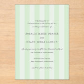 Invitations En Acrylique Modern Green Stripes Elegant Wedding (Recto)