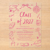 Invitations En Acrylique Modern Hand Drawn Class of 2027 Graduation Party (Recto)
