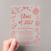 Invitations En Acrylique Modern Hand Drawn Class of 2027 Graduation Party (In situ (ordinateur de poche))