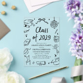 Invitations En Acrylique Modern Hand Drawn Class of 2029 Graduation Party (Insitu (Mariage))