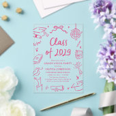 Invitations En Acrylique Modern Hand Drawn Class of 2029 Graduation Party (Insitu (Mariage))