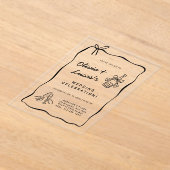 Invitations En Acrylique Modern Ivory & Black Hand-Drawn Wedding (Poser)