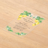 Invitations En Acrylique Modern Lemon Elegant Floral Blue Bridal Shower (Poser)