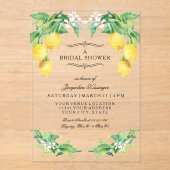 Invitations En Acrylique Modern Lemon Elegant Floral Blue Bridal Shower (Recto)