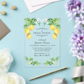 Invitations En Acrylique Modern Lemon Elegant Floral Blue Bridal Shower (Insitu (Mariage))
