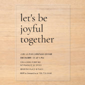 Invitations En Acrylique Modern “Let’s Be Joyful Together” Christmas (Recto)